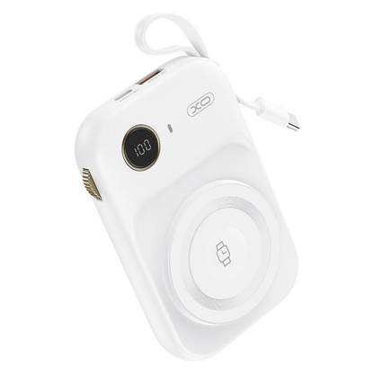 Batería Externa Inalámbrica XO Design PR270, 10000mAh, 22.5W, QC + PD + QI, 1 x QI - 1 x USB-A - 1 x USB-C, Blanca