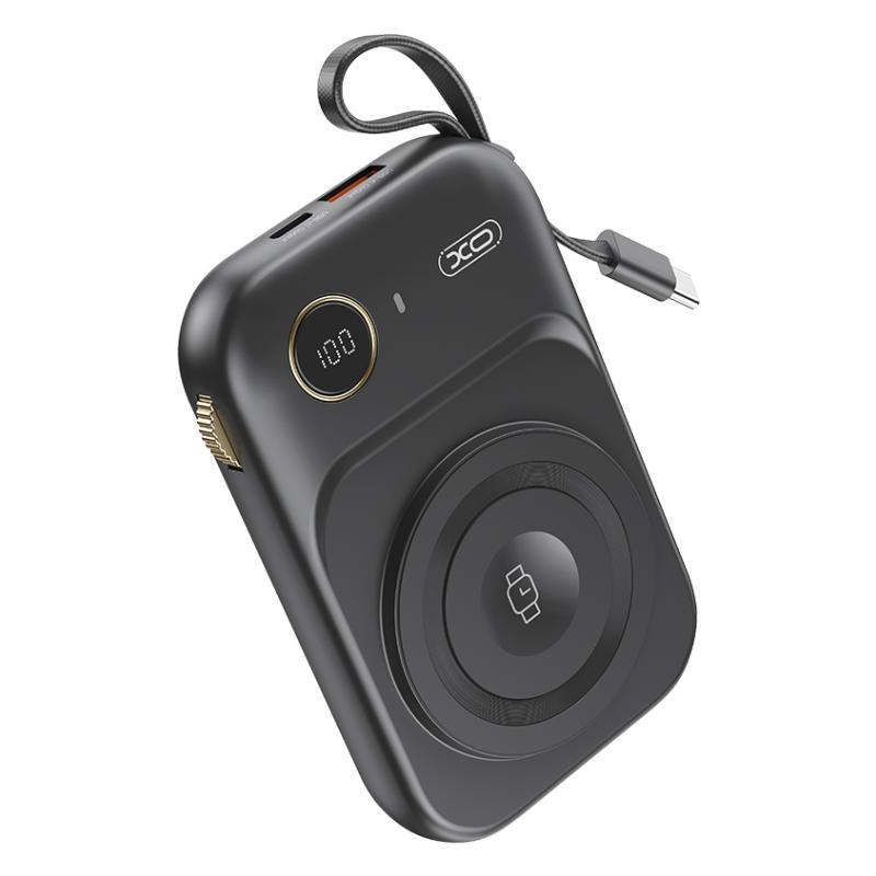 Batería Externa Inalámbrica XO Design PR270, 10000mAh, 22.5W, QC + PD + QI, 1 x QI - 1 x USB-A - 1 x USB-C, Negra
