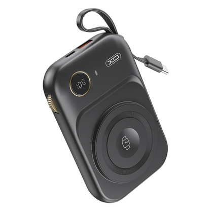 Batería Externa Inalámbrica XO Design PR270, 10000mAh, 22.5W, QC + PD + QI, 1 x QI - 1 x USB-A - 1 x USB-C, Negra