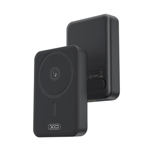 Batería Externa Inalámbrica XO Design PR231, 10000mAh, 20W, PD + FQI, 1 x QI - 1 x USB-C, Negra, Reacondicionada