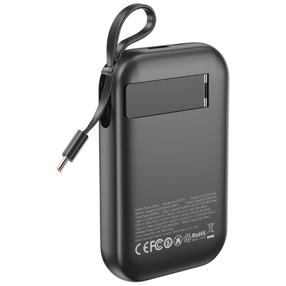 Batería Externa Inalámbrica XO Design PR270, 10000mAh, 22.5W, QC + PD + QI, 1 x QI - 1 x USB-A - 1 x USB-C, Negra