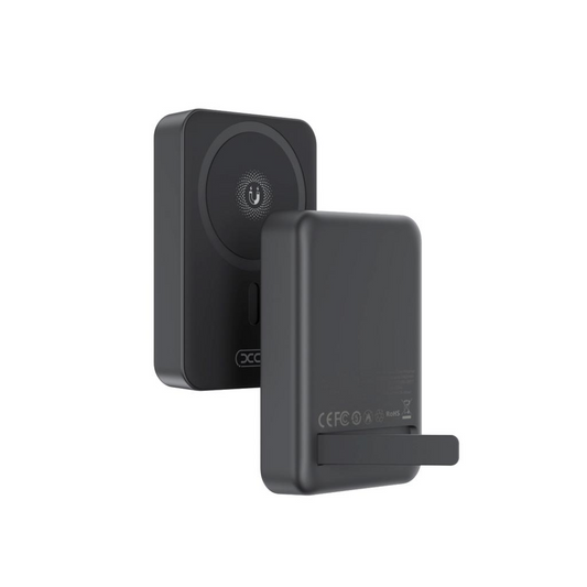 Batería Externa Inalámbrica XO Design PR231, 10000mAh, 20W, PD + FQI, 1 x QI - 1 x USB-C, Negra, Reacondicionada