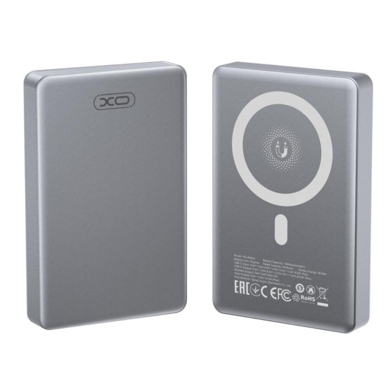 Batería Externa Inalámbrica XO Design PR294, 10000mAh, 20W, PD + FQI, 1 x QI - 1 x USB-C, Gris