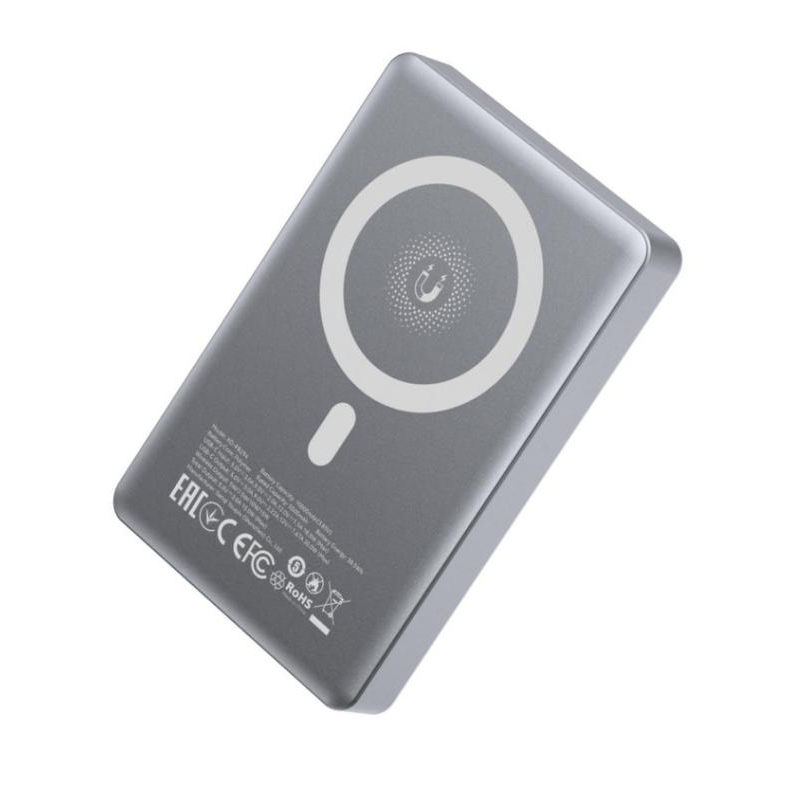 Batería Externa Inalámbrica XO Design PR294, 10000mAh, 20W, PD + FQI, 1 x QI - 1 x USB-C, Gris