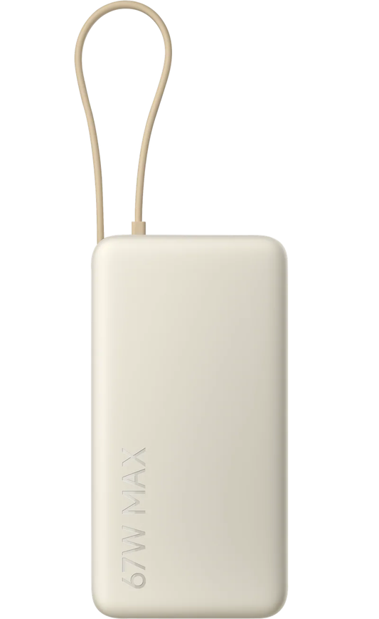 Batería Externa Xiaomi, 20000mAh, 67W, QC + PD, 1 x USB-A - 2 x USB-C, Beige BHR08O7GL