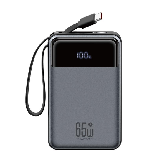 Batería Externa XO Design PR267, 20000mAh, 65W, QC + PD, 1 x USB-A - 2 x USB-C, Gris