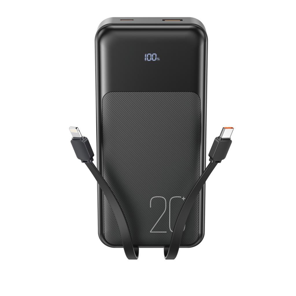 Batería Externa XO Design PR249, 20000mAh, 22.5W, QC + PD, 1 x Lightning - 1 x USB-A - 2 x USB-C, Negra