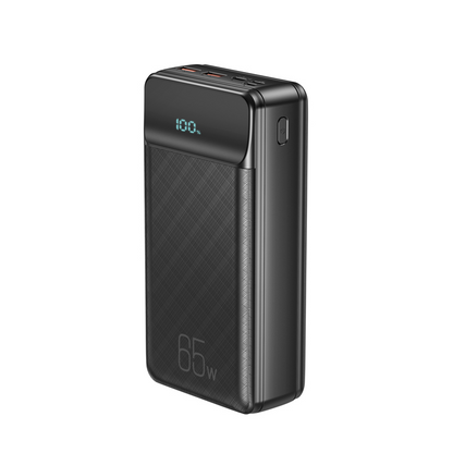Batería Externa XO Design PR201, 30000mAh, 65W, QC + PD, 1 x USB-C - 2 x USB-A, Negra