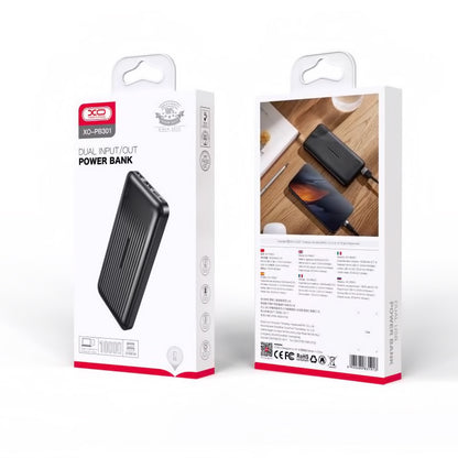 Batería Externa XO Design PB301, 10000mAh, 10W, 2 x USB-A, Negra