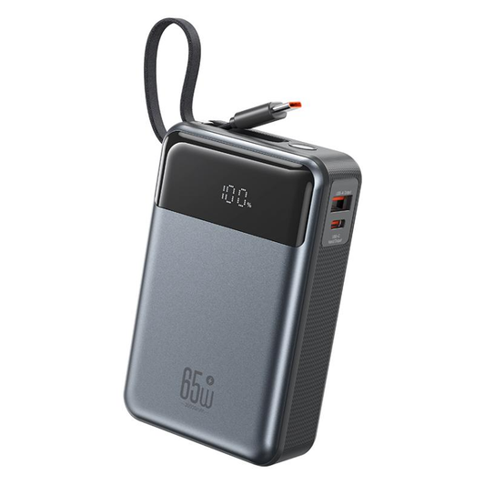 Batería Externa XO Design PR267, 20000mAh, 65W, QC + PD, 1 x USB-A - 2 x USB-C, Gris