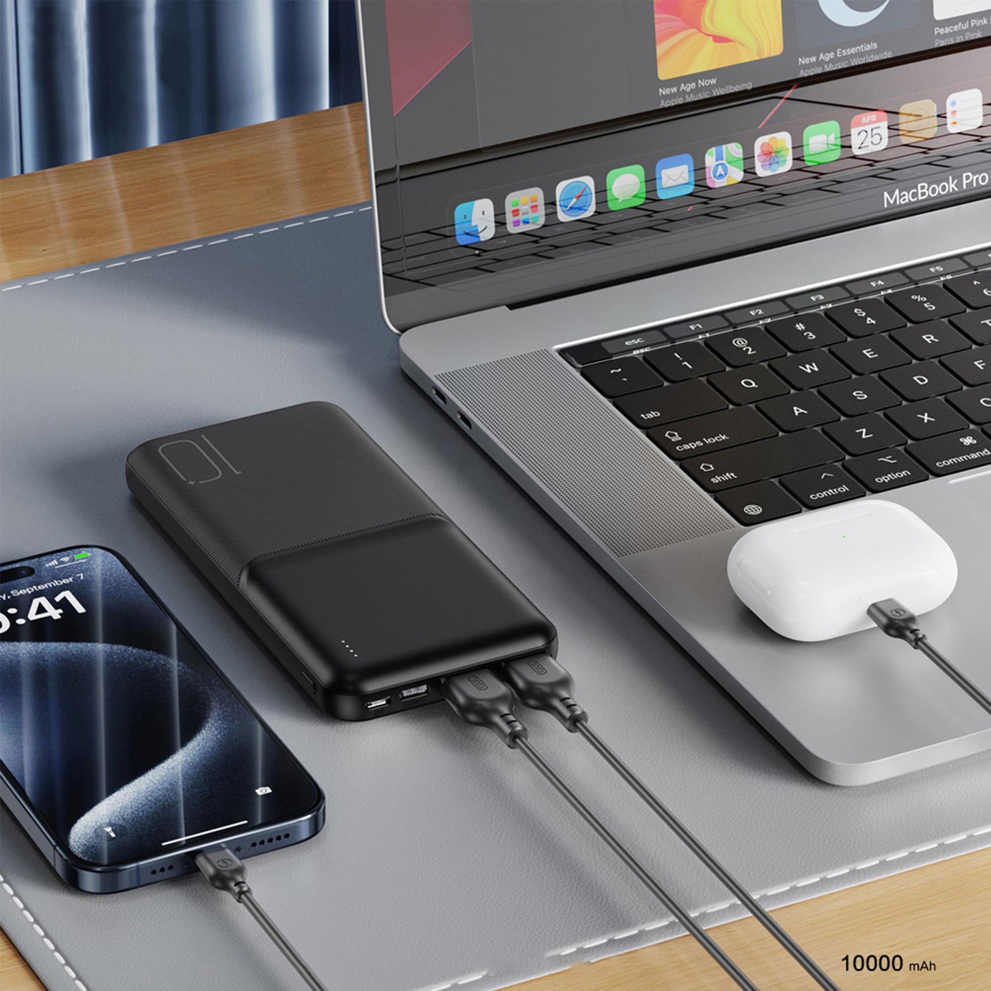 Batería Externa XO Design PR251, 10000mAh, 10W, 2 x USB-A, Negra