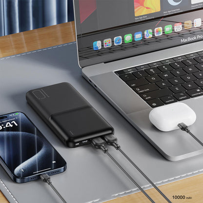 Batería Externa XO Design PR251, 10000mAh, 10W, 2 x USB-A, Negra