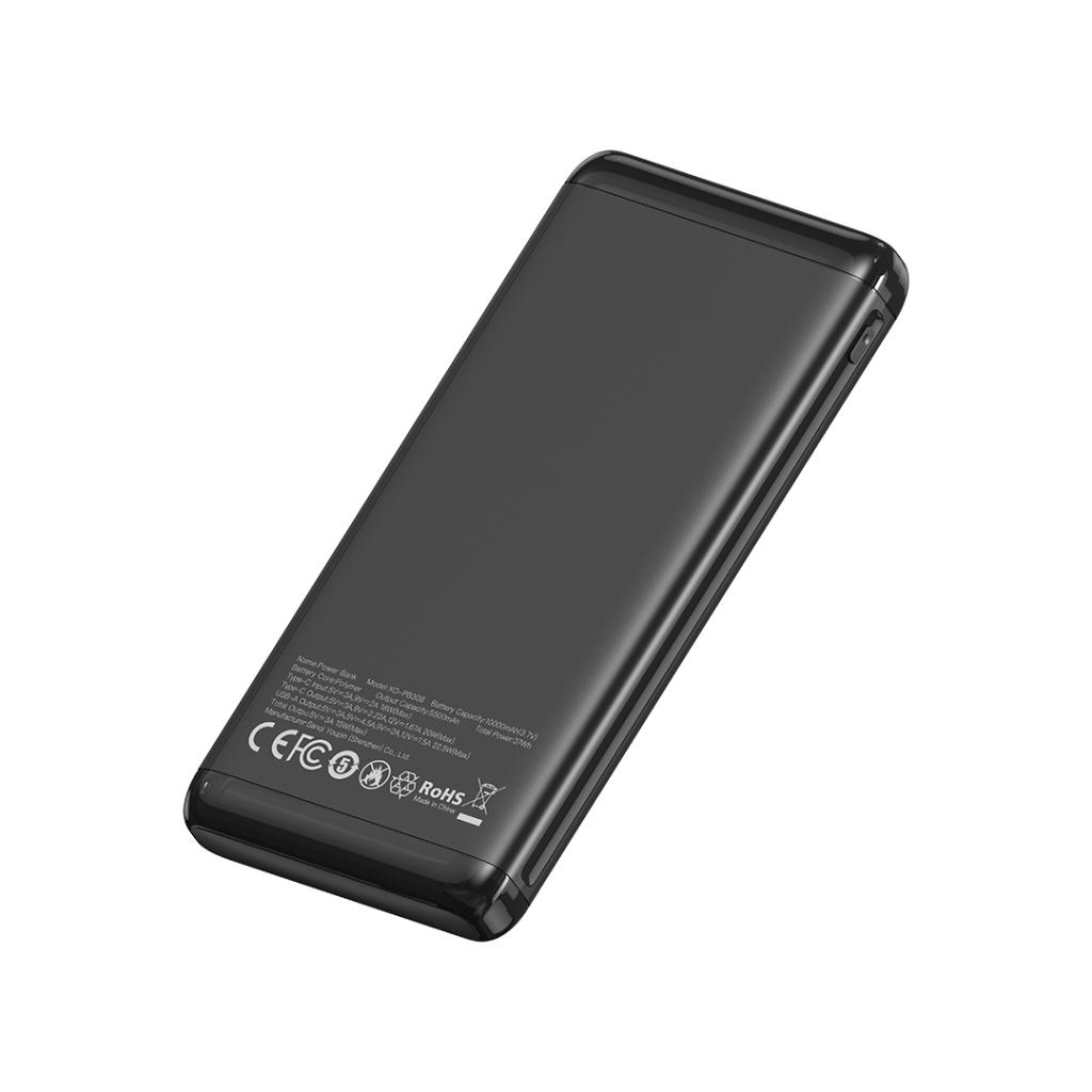 Batería Externa XO Design PB308, 10000mAh, 22.5W, QC + PD, 1 x USB-A - 1 x USB-C, Negra