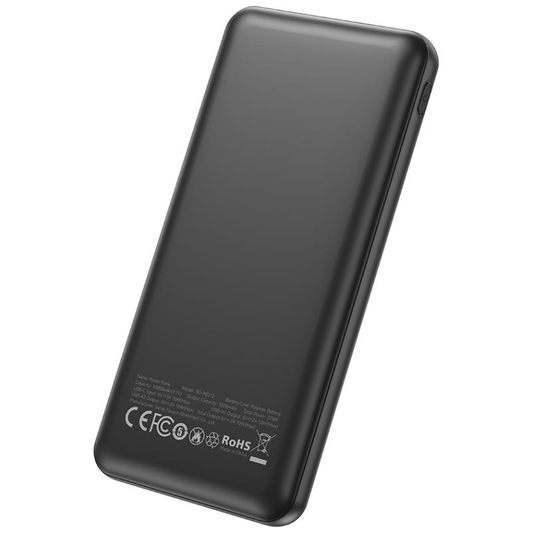 Batería Externa XO Design PB312, 10000mAh, 10W, 2 x USB-A, Negra