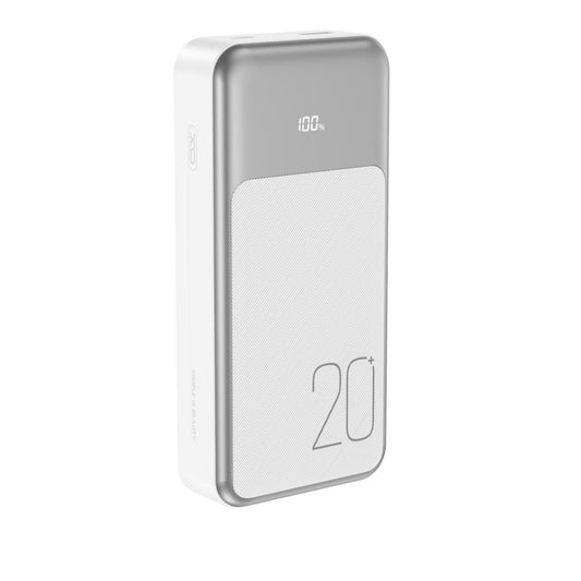 Batería Externa XO Design PR249, 20000mAh, 22.5W, QC + PD, 1 x Lightning - 1 x USB-A - 2 x USB-C, Blanca