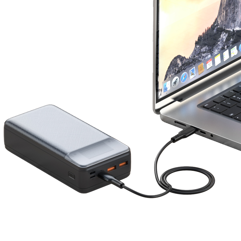 Batería Externa XO Design PR201, 30000mAh, 65W, QC + PD, 1 x USB-C - 2 x USB-A, Negra