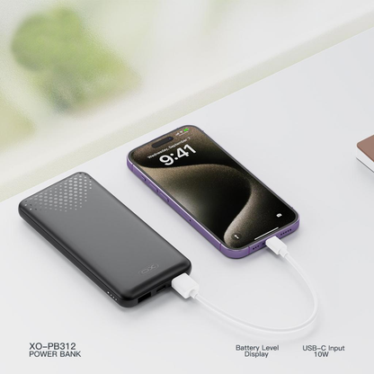 Batería Externa XO Design PB312, 10000mAh, 10W, 2 x USB-A, Negra