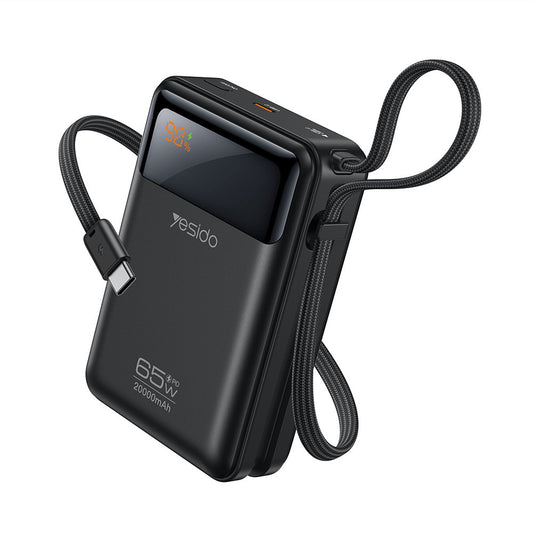 Batería Externa Yesido YP97, 20000mAh, 65W, PD, 2 x USB-C, Gris