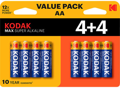 Kodak Max Alkaline Battery, AA / LR6, Set of 8 pieces EKSTD30419902P8