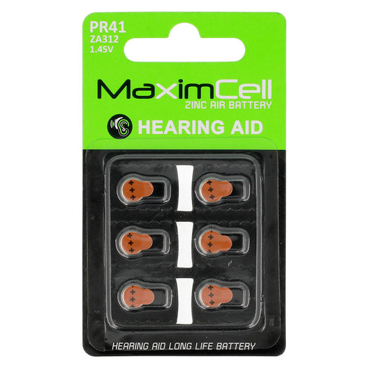 Batería MaximCell Zinc Air, PR41 / ZA312, Set de 6 unidades
