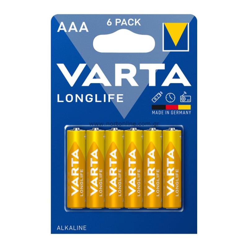 Pilas Varta Longlife 4103, AAA / LR3, Juego 6 piezas