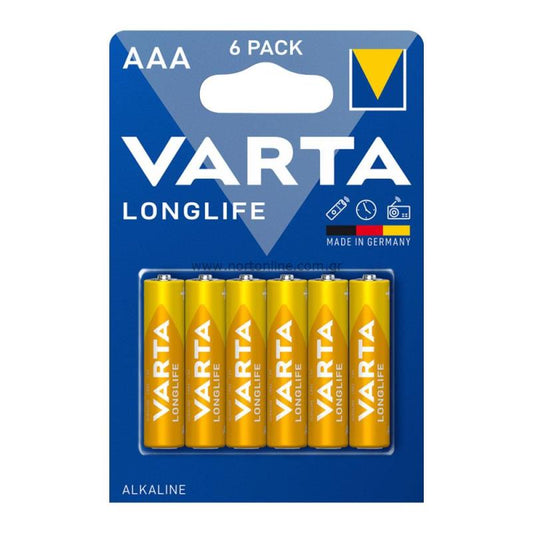 Pilas Varta Longlife 4103, AAA / LR3, Juego 6 piezas