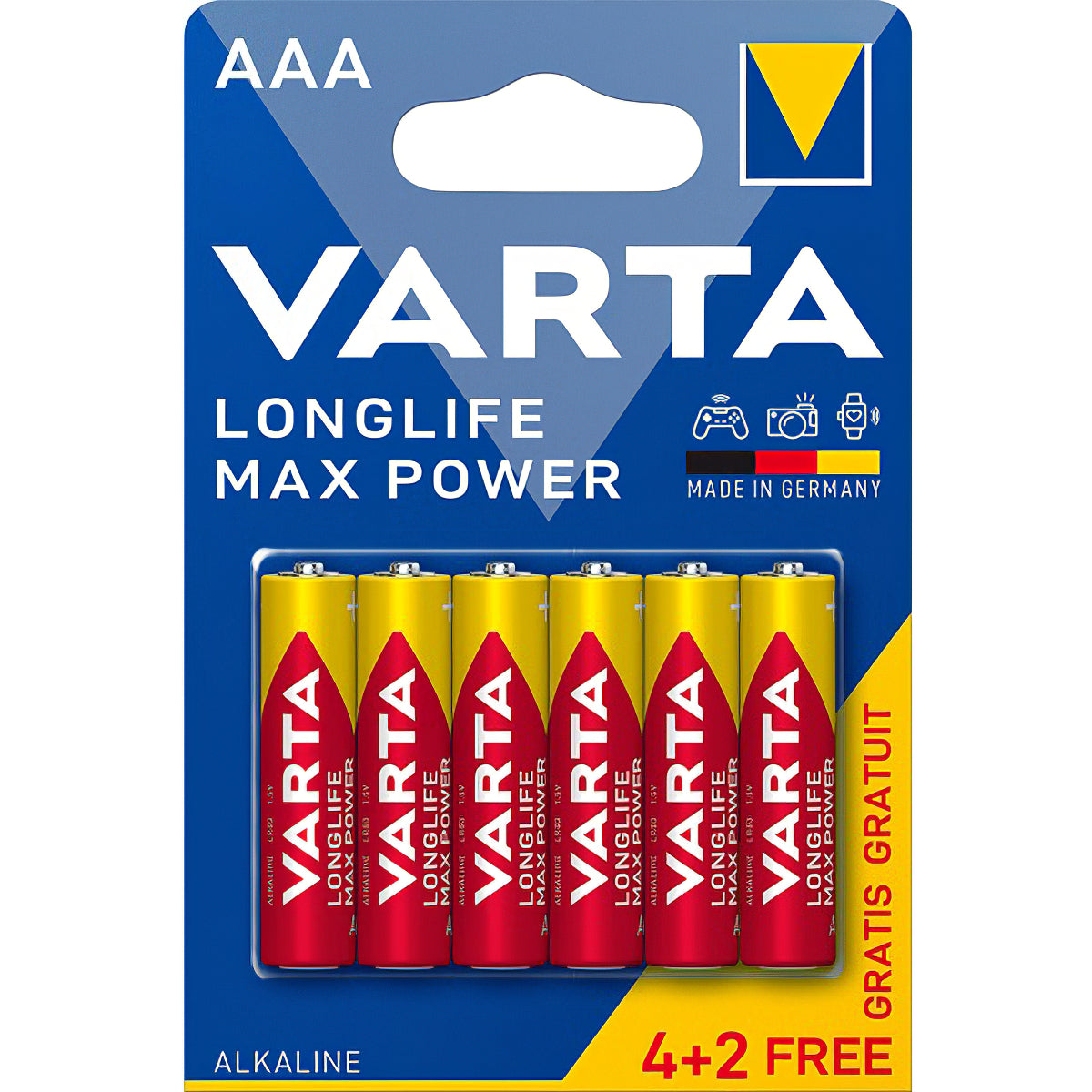 Pilas Varta Longlife Max Power Max Power 4703, AAA / LR3, Juego de 6 unidades