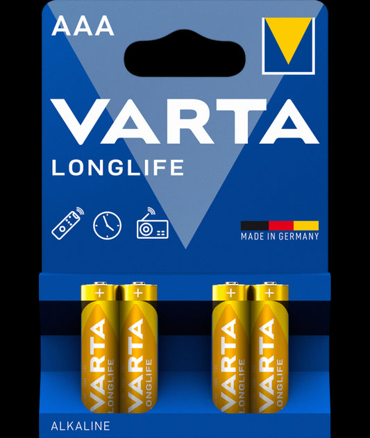 Pilas Varta Longlife 4903, AAA / LR3, Juego 4 piezas