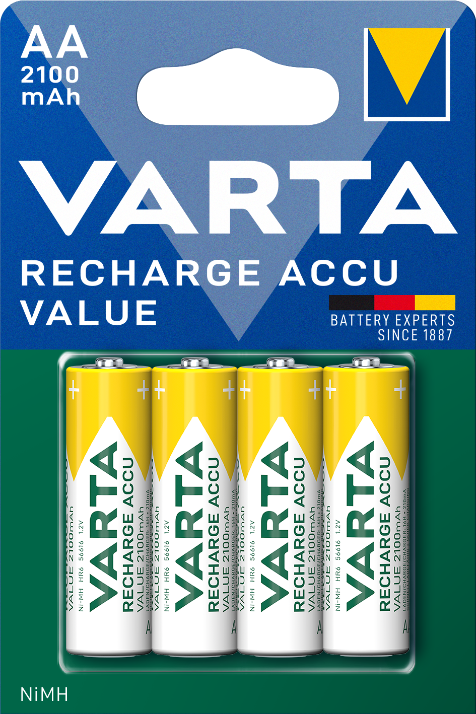 Varta Professional Batería recargable, AA / HR6, 2100mAh, Juego de 4 piezas