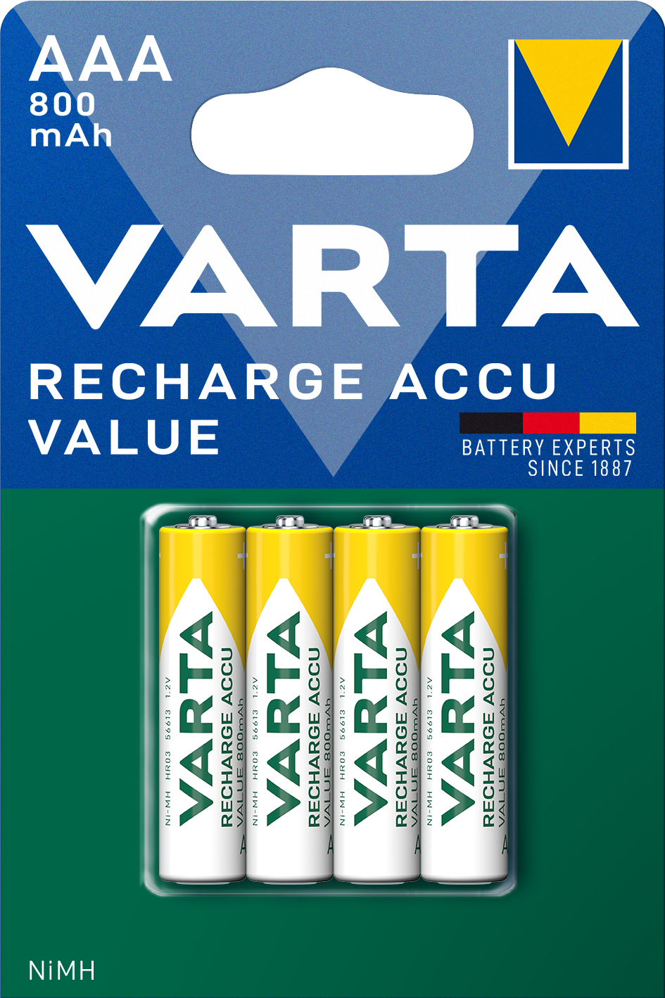 Pila recargable Varta Professional, AAA / LR3, 800mAh, Juego de 4 piezas