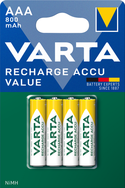 Pila recargable Varta Professional, AAA / LR3, 800mAh, Juego de 4 piezas