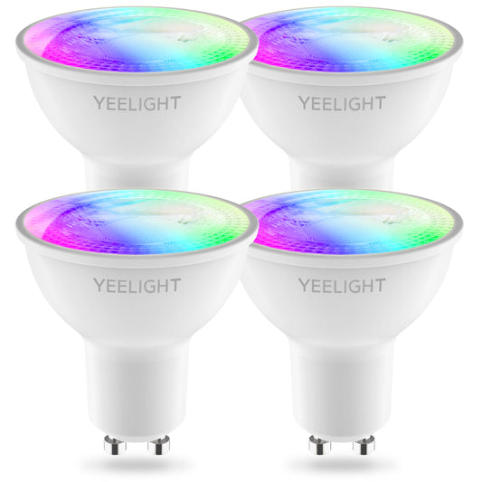 Bombilla LED Yeelight W1, Wi-Fi, GU10, 4.5W, 2700K - 6500K, 350lm, Set 4 piezas, Multicolor YLDP004-A