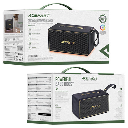 Altavoz Portátil Bluetooth Acefast K3 Max, 80W, RGB, Impermeable, Negro