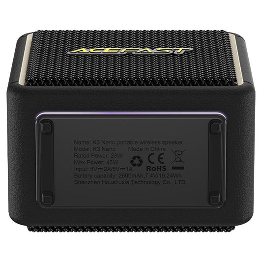 Altavoz Portátil Bluetooth Acefast K3 Nano, 1 x 30W - 1 x 16W, RGB, Impermeable, Negro