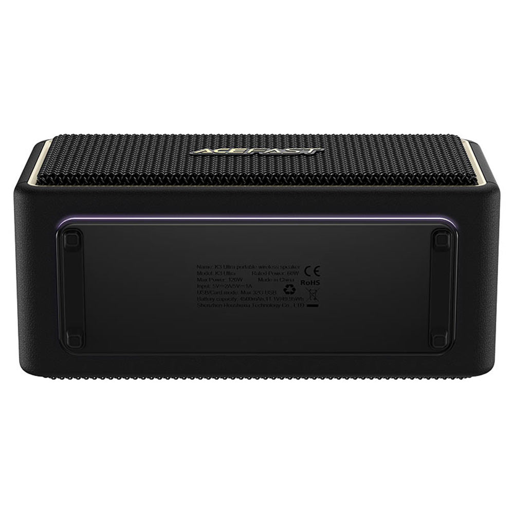 Altavoz Bluetooth Acefast K3 Ultra, 120W, RGB, Impermeable, Negro