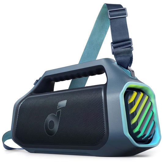 Altavoz portátil Bluetooth Anker Soundcore Boom 2 Plus, 140W, RGB, resistente al agua, azul A3134031 