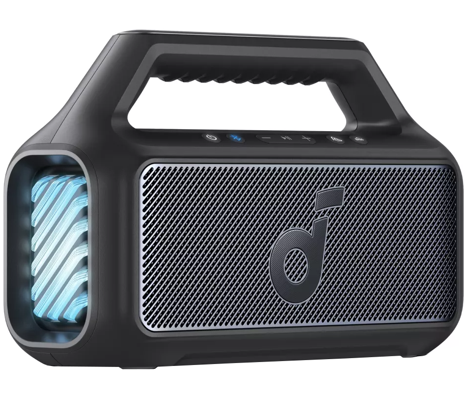 Altavoz Portátil Bluetooth Anker SoundCore Boom 2 Nueva Versión, 80W, TWS, RGB, Resistente al Agua, Negro A3138012