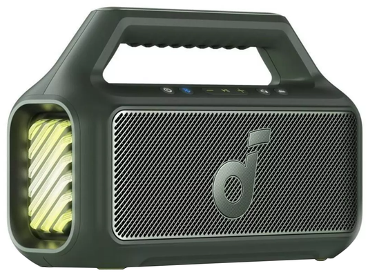 Altavoz portátil Bluetooth Anker SoundCore Boom 2 Nueva Versión, 80W, TWS, RGB, Resistente al agua, Verde A3138062