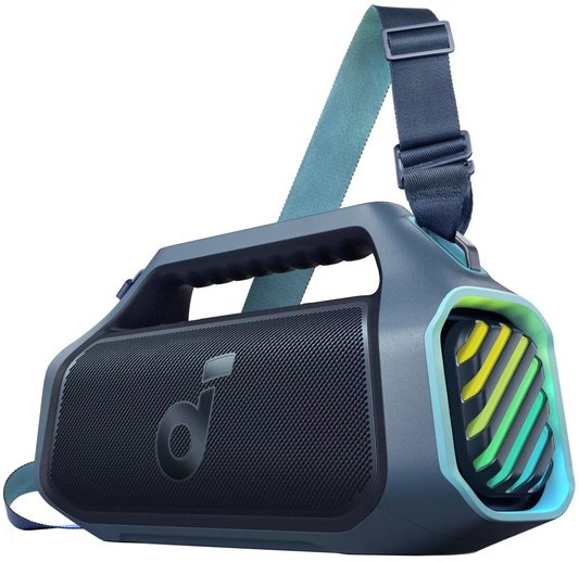 Altavoz portátil Bluetooth Anker SoundCore Boom 2 Plus Nueva Versión, 140W, TWS, RGB, Resistente al agua, Azul A3134032