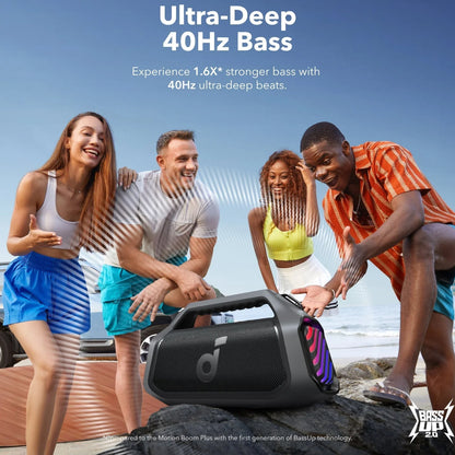 Altavoz Portátil Bluetooth Anker SoundCore Boom 2 Plus, 140W, TWS, RGB, Impermeable, Negro A3134011