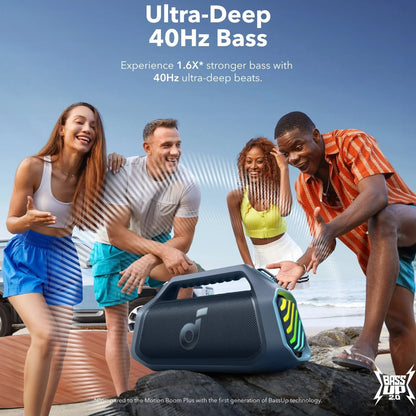 Altavoz portátil Bluetooth Anker Soundcore Boom 2 Plus, 140W, RGB, resistente al agua, azul A3134031 