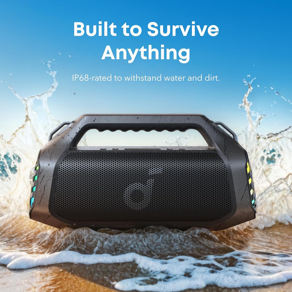 Altavoz Portátil Bluetooth Anker SoundCore Boom 2 Pro, 140W, TWS, RGB, Impermeable, Negro A3134A11