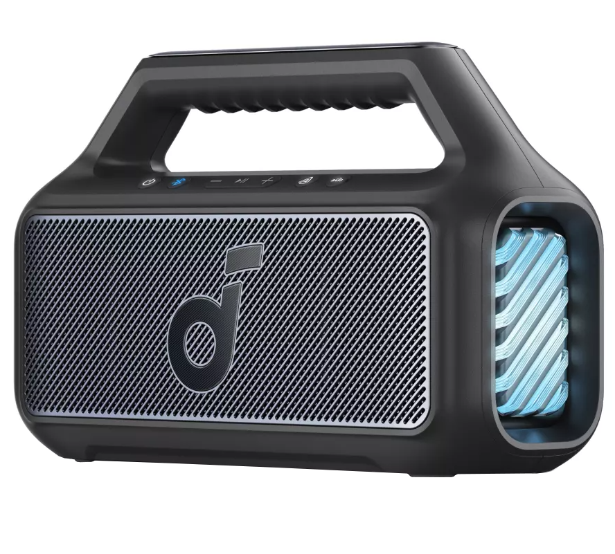 Altavoz Portátil Bluetooth Anker SoundCore Boom 2 Nueva Versión, 80W, TWS, RGB, Resistente al Agua, Negro A3138012