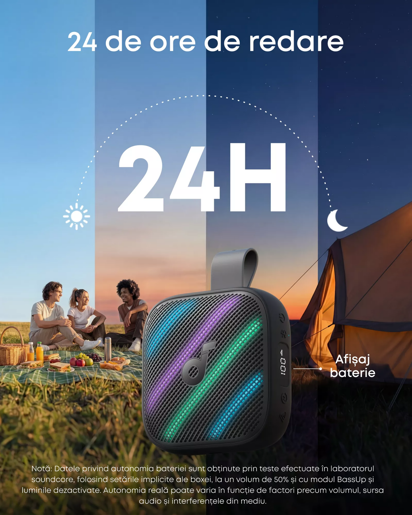 Altavoz portátil Bluetooth Anker SoundCore Boom Go 3i, 15W, TWS, RGB, impermeable, negro D5103010