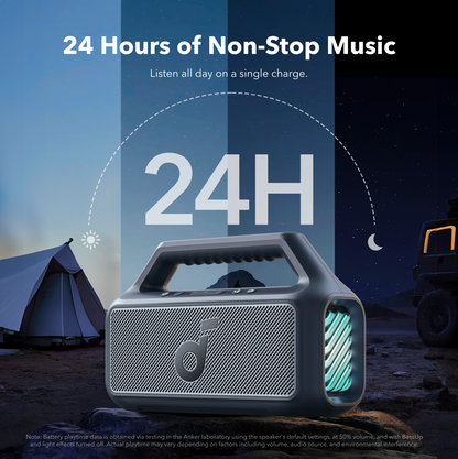 Altavoz portátil Bluetooth Anker SoundCore Boom 2 Nueva Versión, 80W, TWS, RGB, Resistente al agua, Azul A3138032
