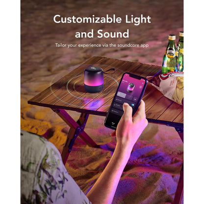 Altavoz Bluetooth Portátil Anker SoundCore Glow Mini, 8W, RGB, Impermeable, Negro A3136G11 