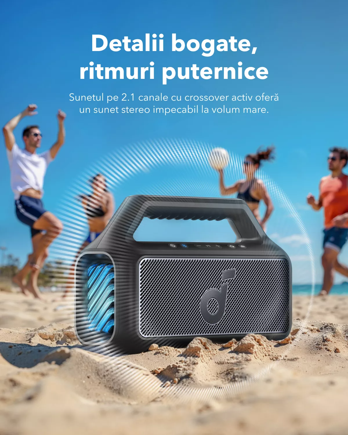Altavoz Portátil Bluetooth Anker SoundCore Boom 2 Nueva Versión, 80W, TWS, RGB, Resistente al Agua, Negro A3138012