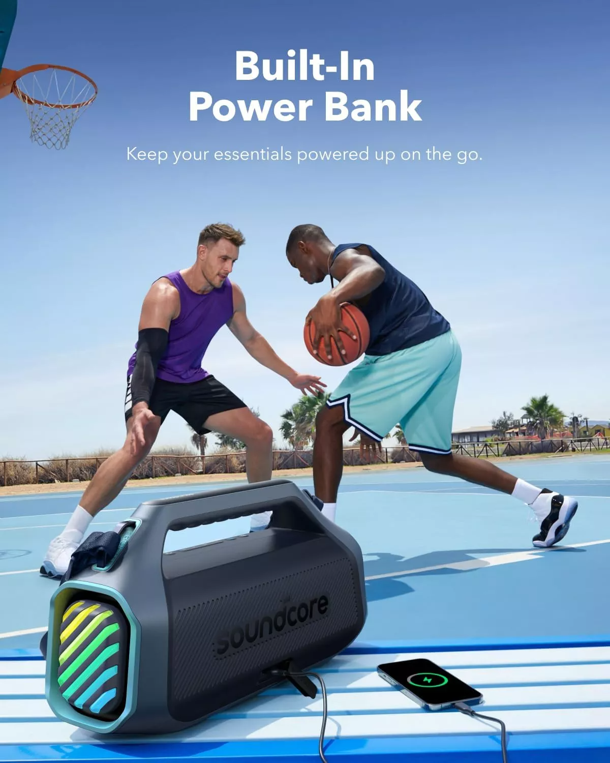 Altavoz portátil Bluetooth Anker SoundCore Boom 2 Plus Nueva Versión, 140W, TWS, RGB, Resistente al agua, Azul A3134032