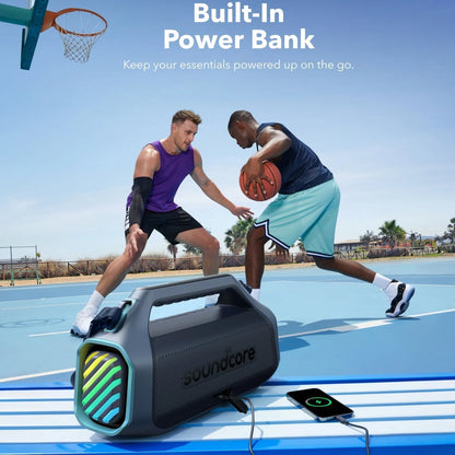 Altavoz portátil Bluetooth Anker Soundcore Boom 2 Plus, 140W, RGB, resistente al agua, azul A3134031 