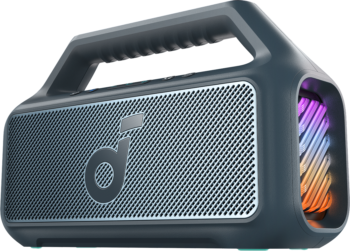Altavoz portátil Bluetooth Anker SoundCore Boom 2 Nueva Versión, 80W, TWS, RGB, Resistente al agua, Azul A3138032